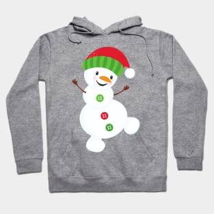 Christmas Snowman, Buttons, Hat, Carrot Nose, Xmas Hoodie